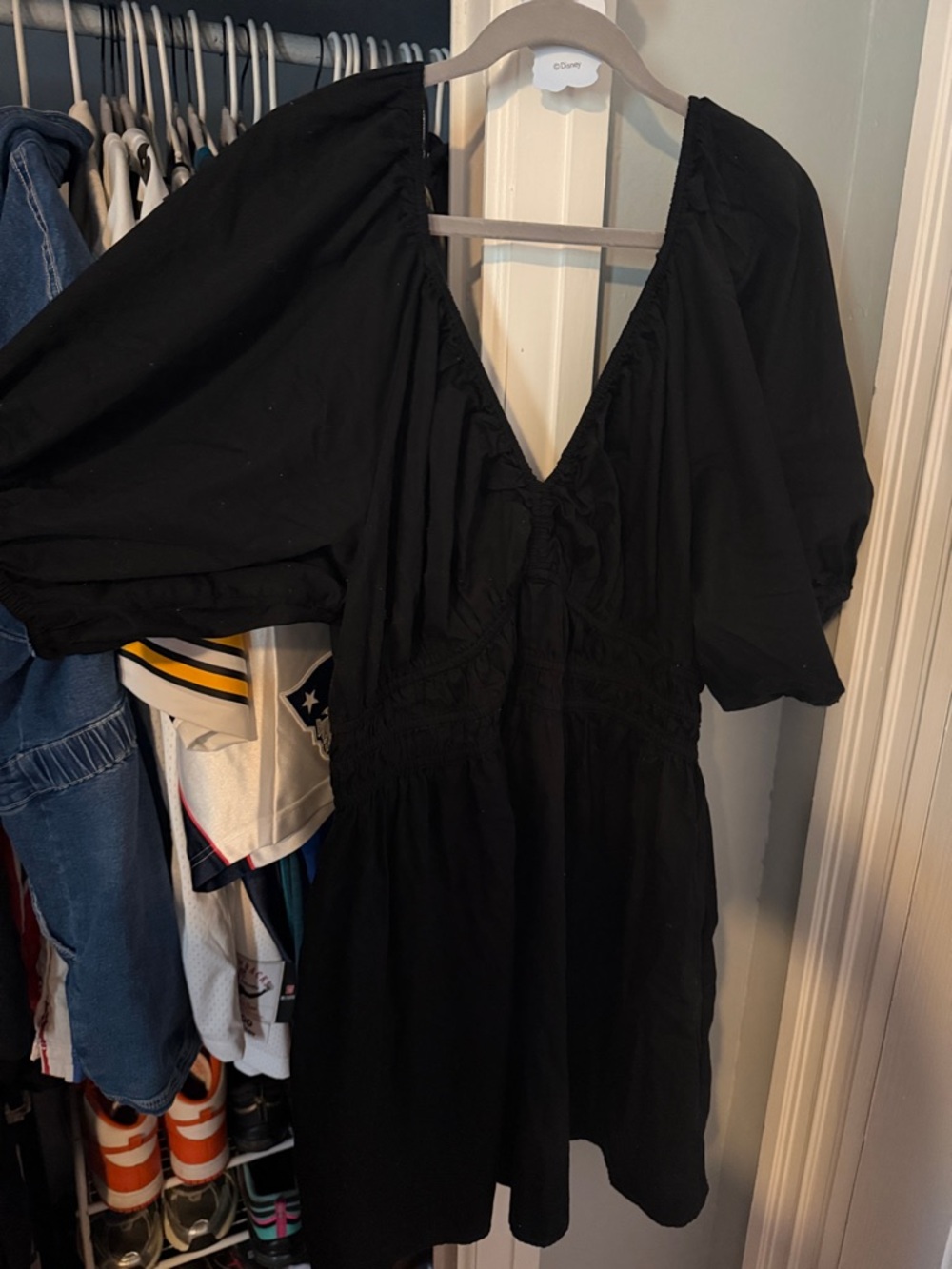 Black Puff Sleeve Mini Dress